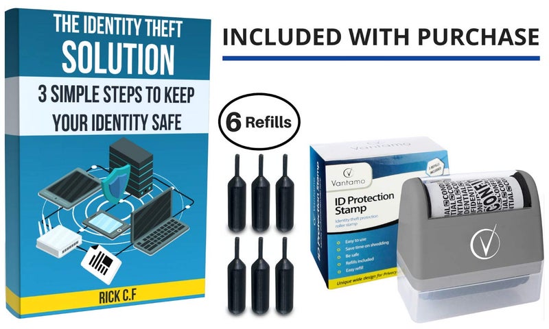 Vantamo Identity Theft Protection Roller Stamp for Hiding Sensitive Information, Wide Confidential Stamp with 6 Ink Refill, Security Stamp Roller for Identity Theft Prevention, Classy Gray - Image 5